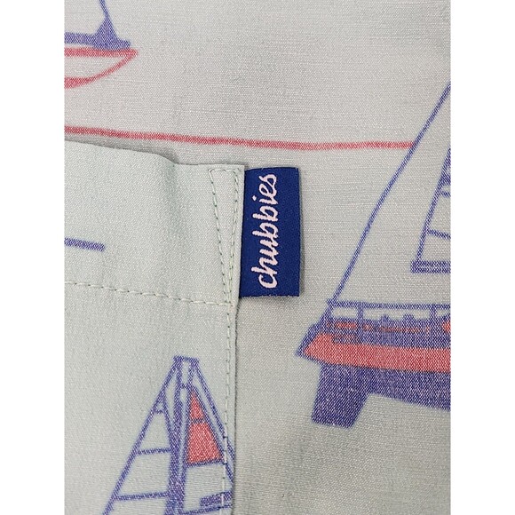 Chubbies Shirt Men's L Blue Sailboat Print Short Sleeve Button Down Stretch - Picture 5 of 6